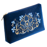 -2090000003871 Косметичка тк.бархат Мод 425-1 Рис 2009-2 А разм 13*18,5*3,5 /тк.бархат т-сини