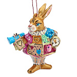  Керамика Елочная игршка  "КРОЛИК С ГОРНОМ"  9,5*11*5см