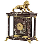 0029801-розовый мрамор  Нат.камень ЧАСЫ-СЕЙФ "ЛЕВ" малые