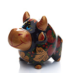 0066329/белый Хохлома СИМВОЛ ГОДА 2021 Бык "Гаврюша"10*10 см (фарфор)