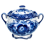 0078251/№2/коб Гжель Сахарница "Тюльпан №2"Средняя  10*13см Авт. Алехин С.С. 