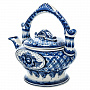 Чайник "Январь". Гжель, фотография 2. Интернет-магазин ЛАВКА ПОДАРКОВ