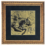 0058291-35*35см-ТЕЛЕЦ  КАРТИНА сус.золото "ЗНАК ЗОДИАКА" BP3-NS blu/green (золото желтое)