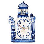 7444 Гжель Часы настольные "Белка" 28*18 см Авт. Исаев С.С.