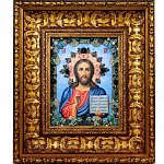 0038483 ИКОНА "Спас Вседержитель" багет-золочение №142 в П/У дуб