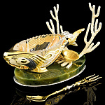 0036628 Златоуст ИКОРНИЦА "Рыбка" хрусталь, позолота,  в П/У