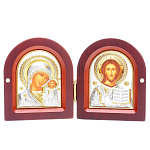 0052409/9,5*8см/5006530210 Икона Диптих "БМ Казанская/Спаситель"дерево/позолота