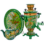 202537 САМОВАР эл. ЖЕЛУДЬ 1,5л "ЛАНДЫШ" с подносом и чайником