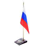 0056345 Обсидиан ФЛАГШТОК НА ПОДСТАВКЕ "ГЕРБ" (КЛИНОВИДНАЯ)