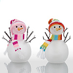 0029225-YG-1/10см Статуэтка СНЕГОВИК с подстветкой (цветное стекло ассортимент)