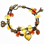 0058587 Браслет Оберег Большой 11 янтарных бусин на шнуре