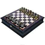 Шахматный ларец с фигурами из бронзы "Спорт" 48х48 см