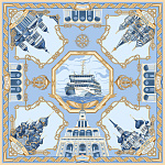 500041 Сувенирный платок "Реки России" бежевый, шелк 100%, 90*90 МД Нины Ручкиной