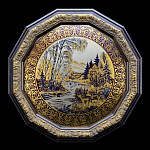 /00031 Златоуст ГРАВЮРА "НА ЗОРЬКЕ" тарель ( в раме) 00031