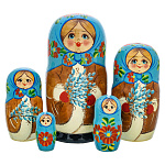 Матрешка "Девочка с вербой" 5 мест