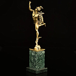 0019187 Бронза Статуэтка "Меркурий (Гермес)" на камне 19*4,2*6,5см (93754)