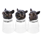 0071911  НАБОР СТОПКИ-ПЕРЕВЕРТЫШИ 3шт."ТИГР-ЛИСА-ТИГР" (стекло, металл)