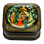 0065081-9*9см Лаковая миниатюра Палех ШКАТУЛКА "СЕРЕБРЯНОЕ КОПЫТЦЕ" Куманева