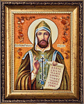 Картина янтарная "Икона Святой Кирилл" 15x20 см