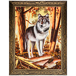 300504-НП Картина Янтарная  "ОДИНОКИЙ ВОЛК" 60*80 см