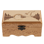 0074450 Нат.дерево ШКАТУЛКА ЛЕБЕДЬ, Карельская береза