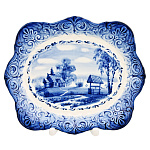 Тарелка декоративная с росписью "Лето в деревне". Гжель