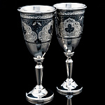 0055811 Серебро 875*НАБОР РЮМОК 2шт  гравировка, чернение серебра 120,8гр