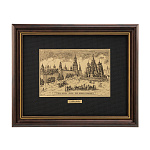 Офорт черно-белый "Старая Москва. Кремль. Храм Василия Блаженного" 25х32 см