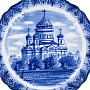 Тарелка декоративная "Храм Христа Спасителя". Гжель, фотография 2. Интернет-магазин ЛАВКА ПОДАРКОВ