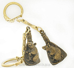 0013861 Сувенир БРЕЛОК "Мышь на венике" Бронза 3,5см