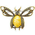 0058457/2176.4 Брошь Жук Майский Ажурный (белый)