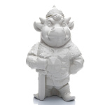 -0,7л/БЕЛЫЙ  Фарфор ШТОФ "Бык-Богатырь" БЕЛЫЙ