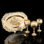 Питейный набор на 3 персоны "Кремль. Герб РФ". Златоуст