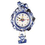 0046275 Гжель Часы настенные "Сладкая жизнь" 20см Авт.Черновы Л.и В.