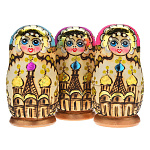 Матрёшка расписная (с выжиганием) "Купола" В ассортименте