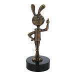 5905 Скульптура"Умный кролик"  11см Бронза Патина Змеевик  