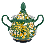 0069096 Хохлома Сахарница "ЛАНДЫШИ" с ручками фарфоровая