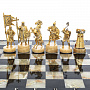 Шахматы с полем из камня и фигурами из серебра "Сражение" 35х35 см, фотография 2. Интернет-магазин ЛАВКА ПОДАРКОВ