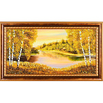 0056155/40*80 Картина (янтарная крошка)  "БЕРЕЗЫ У РЕКИ" 40*80см 