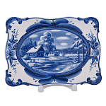 Тарелка декоративная "Зима в деревне". Гжель