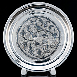 0054706/121,2гр d=14см Серебро 875* ПОДНОС гравировка, круглый,  В П/У 121,2