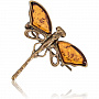 Брошь с янтарной вставкой "Стрекоза", фотография 2. Интернет-магазин ЛАВКА ПОДАРКОВ