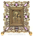  /6,7*5,2 Юв. Миниатюра Икона "Казанская Божья Матерь" Ажурная Бронза, Аметист