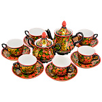0013586 Хохлома СЕРВИЗ чайный  на 6 персон:Чайник+Сахарница+6ч/п