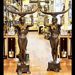 0021416 Бронза Скульптура "Египтянка с ладьей" патинированная