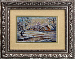 0027635/45*35см  Картина "Деревенские мотивы. Зима" разные сюжеты в раме ПЕРЛАМУТР