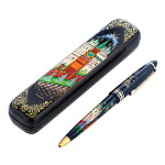 0063861/15,5*3,5*2,5см-Москва СБ  Художественная роспись РУЧКА шариковая в ШКАТУЛКЕ