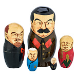 200923 Матрёшка "ВОЖДИ/ПОЛИТИКИ-СТАЛИН" 5 мест ,11 см