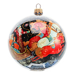 0070091 Лаковая миниатюра Палех ШАР НОВОГОДНИЙ круговая роспись (стекло)