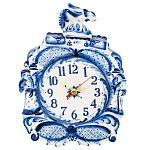 5290 Гжель Часы настенные"Золотой петушок" 29*23см Авт. Исаев С.В.